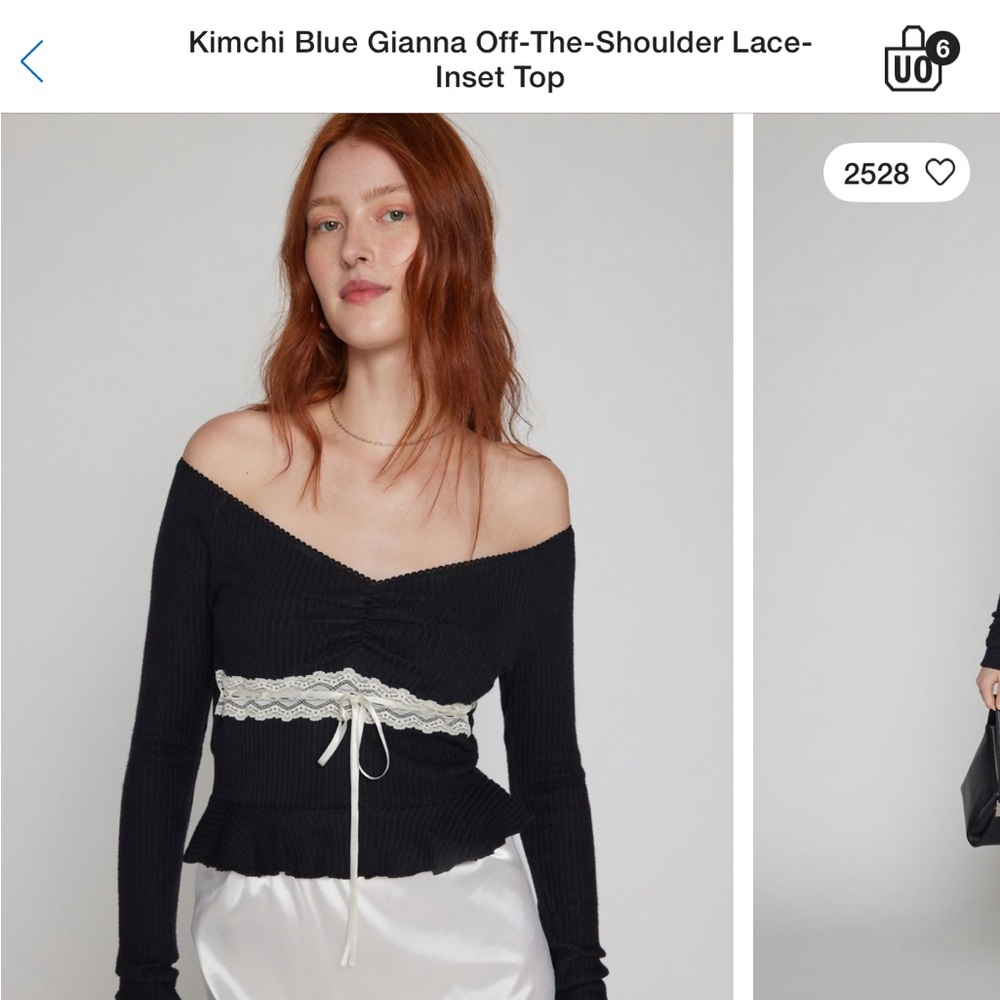 Kimchi Blue Black Off-Shoulder Lace Top
